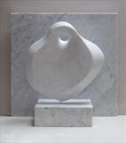Fat Little Angel by Matthew Ruscombe-King, Sculpture, Carrara Marble and stainless steel
